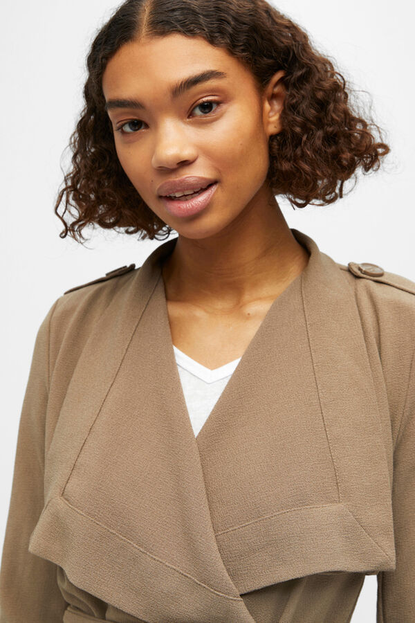 Object Chaqueta con cintur&oacute;n Marr&oacute;n oscuro