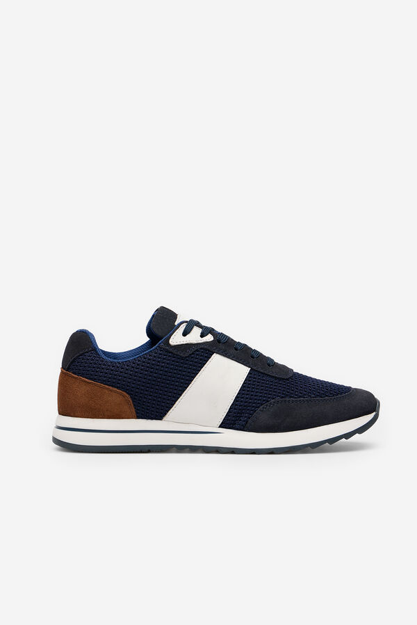 Cortefiel Zapatilla piel tela Azul marino