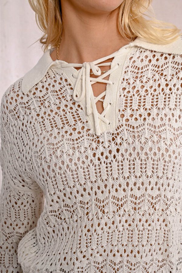 Molly Bracken Suéter bordado de manga comprida Branco