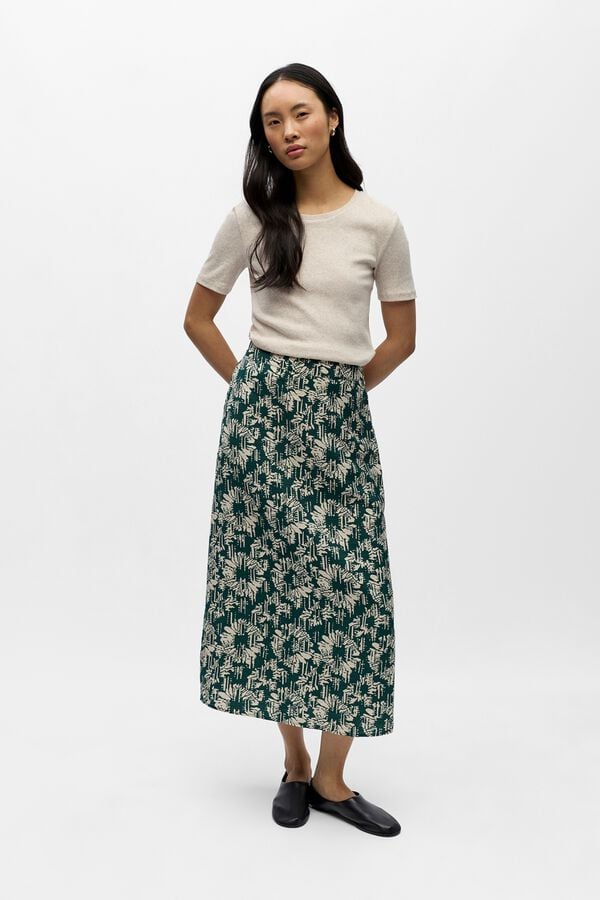 Object Falda midi estampada Turquesa