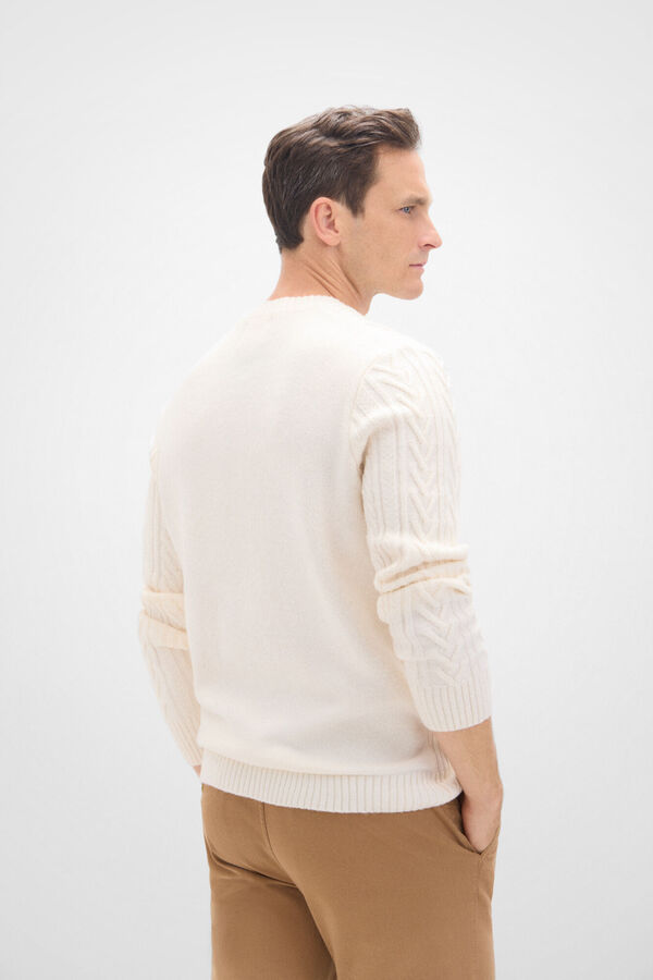 Cortefiel Jersey torcidos gola redonda Ecru