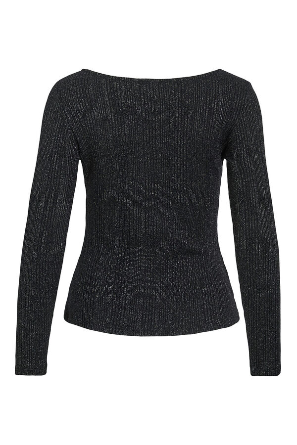 Vila Top de manga larga con glitter Negro