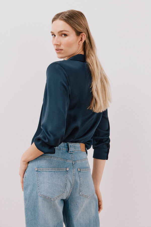 Cortefiel Camisa acetinada Azul