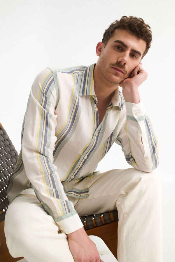 Selected Camisa de manga larga 100% lino Blanco