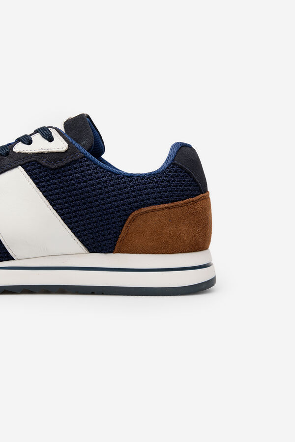 Cortefiel Zapatilla piel tela Azul marino