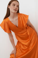 Vila Vestido de fiesta satinado midi Naranja