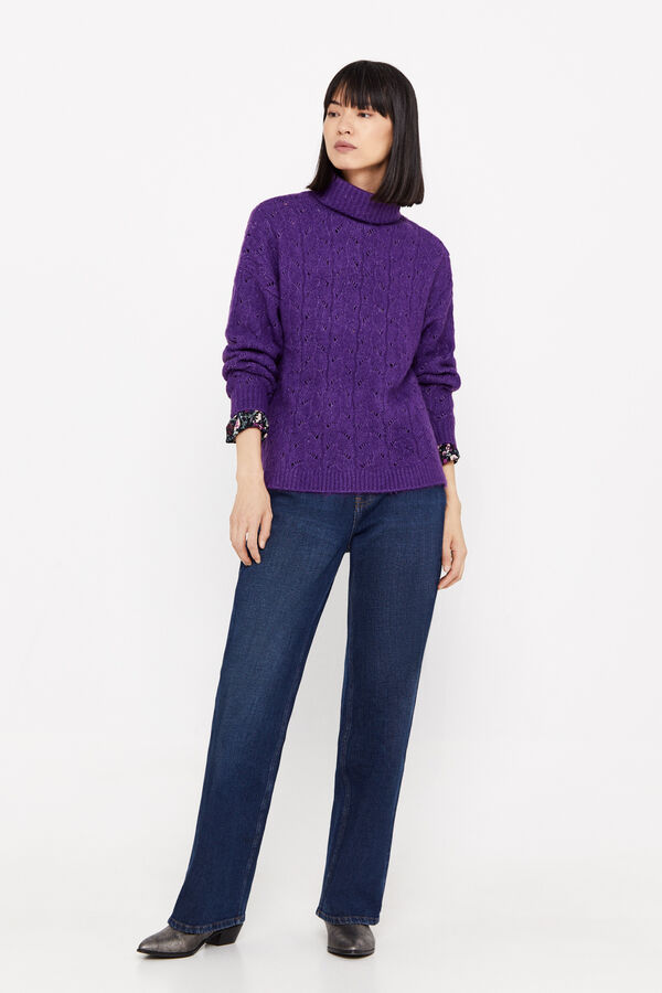 Cortefiel Jersey punto calados Morado