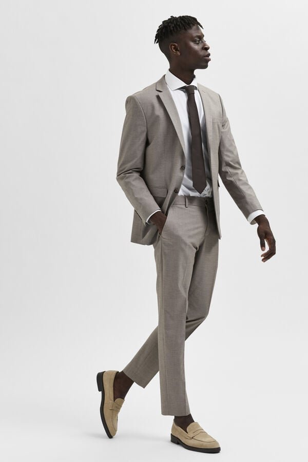 Selected Calças de fato slim fit estrutura Castanho