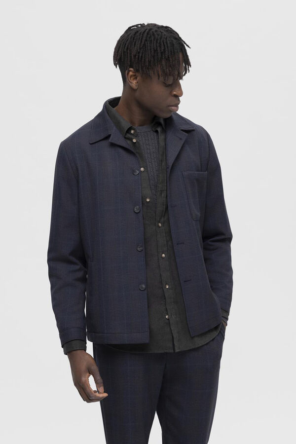 Selected Casaco modal com bot&otilde;es e bolso frontal Azul