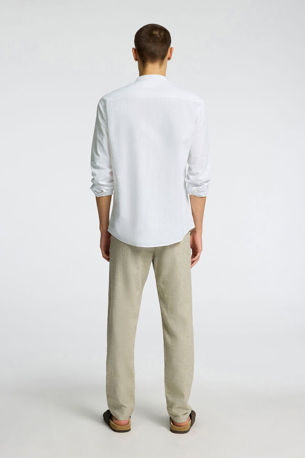 Selected Camisa de lino cuello mao Blanco