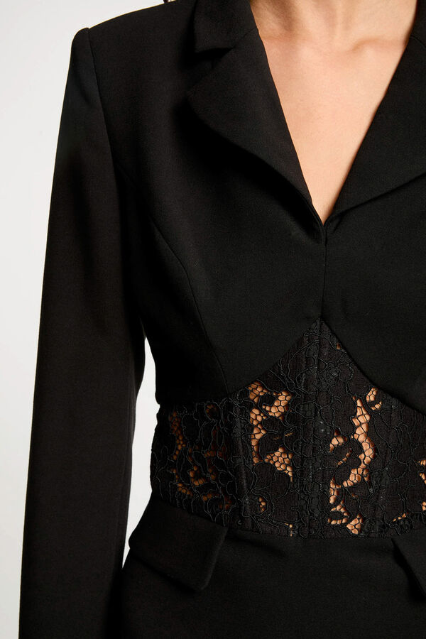 Morgan Vestido curto de renda justo Preto