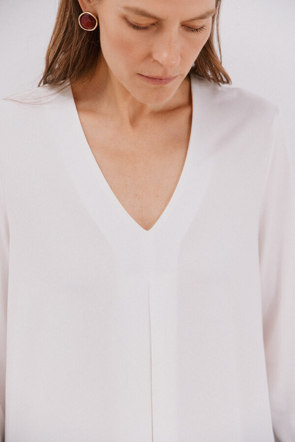 Cortefiel Top fluido pliegue Blanco