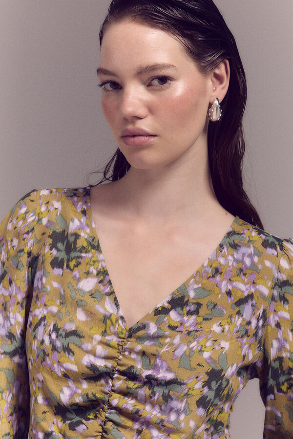 Slowlove Vestido franzido estampado Verde