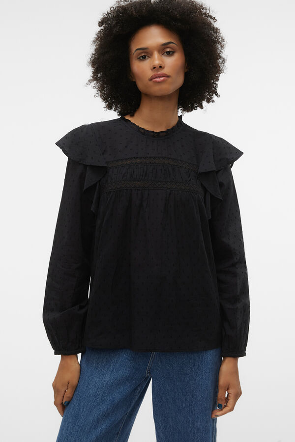 Vero Moda Top plumeti volantes Negro