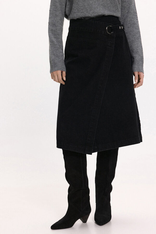 Vila Falda vaquera midi Negro