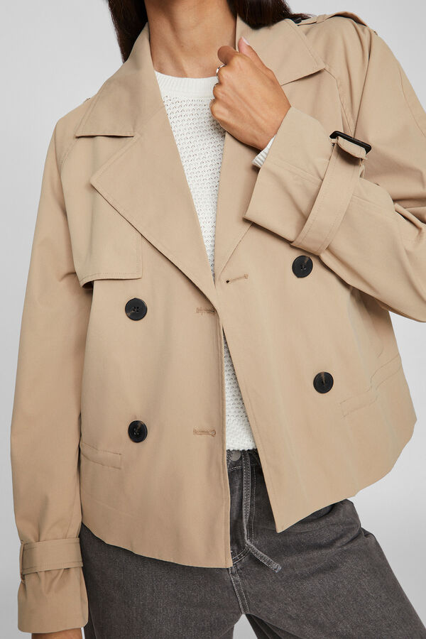 Vila Trench coat curto com bot&otilde;es Castanho