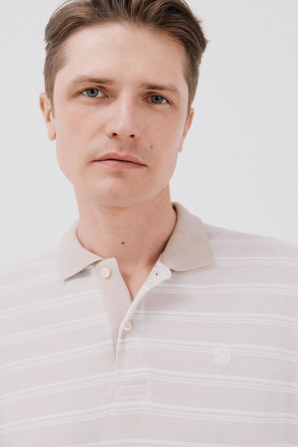 Cortefiel Polo oxford de rayas Beige