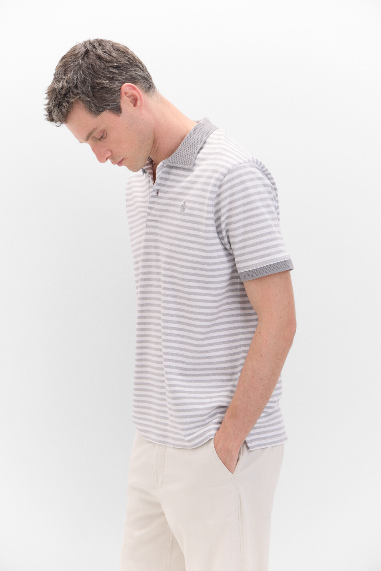 Cortefiel Polo oxford de riscas gola contraste