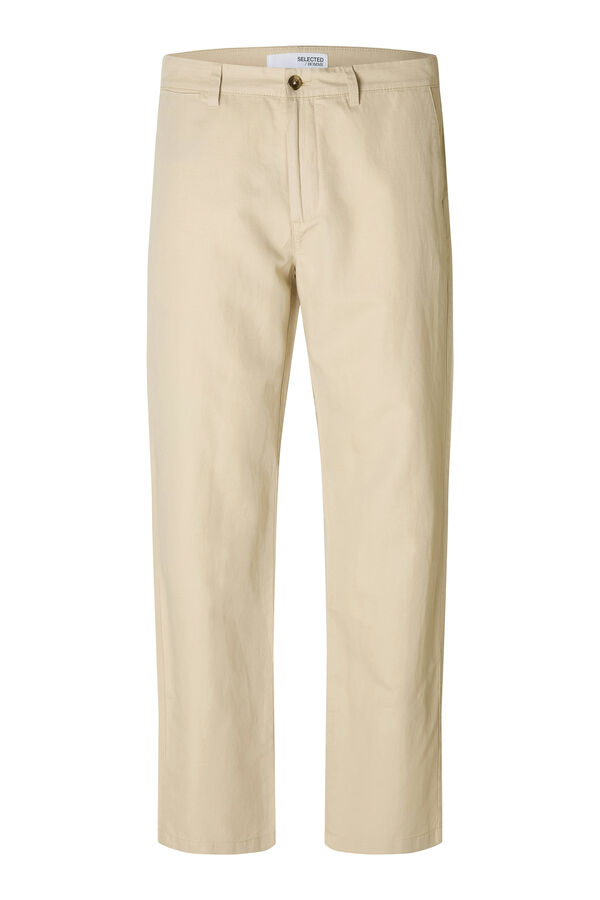 Selected Pantal&oacute;n de lino Relaxed Fit. Gris