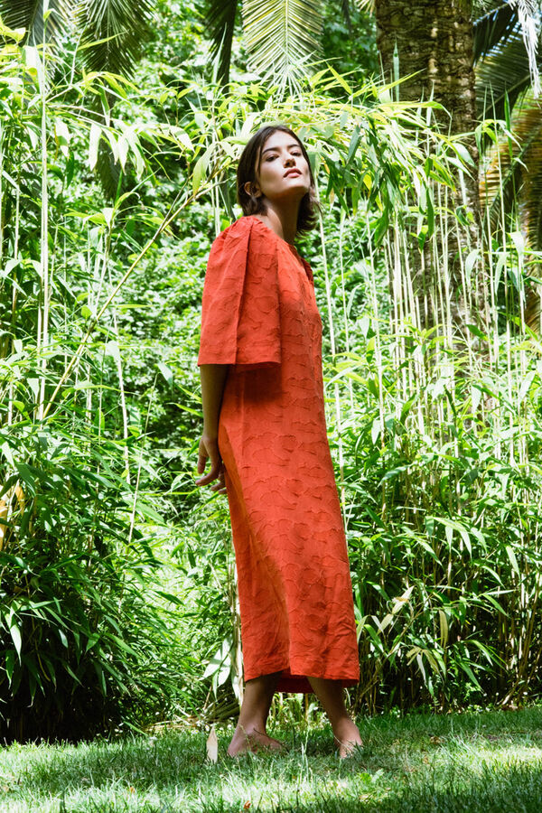 Object Vestido midi estructura Naranja