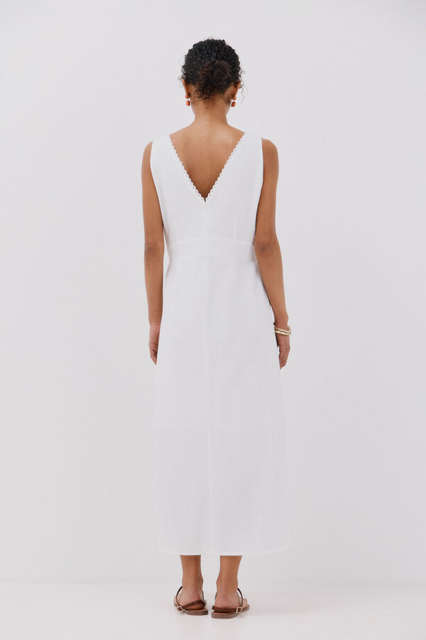 Cortefiel Vestido comprido bordado Branco