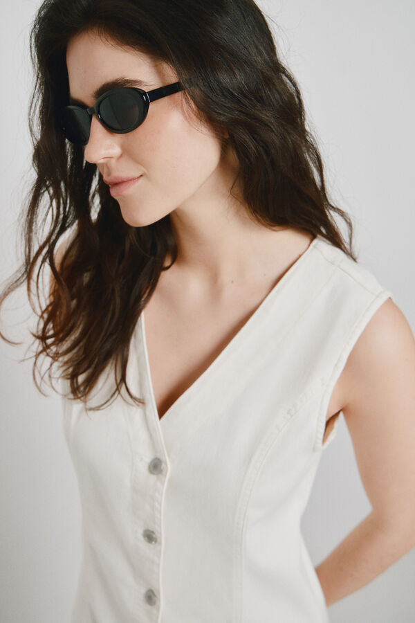 Vero Moda Vestido curto em denim Branco
