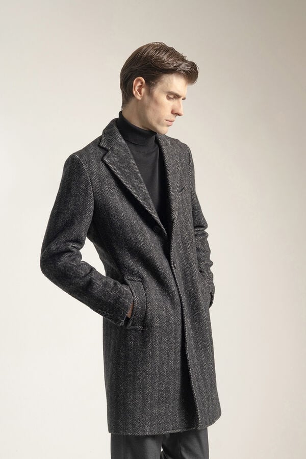 PuroEGO Abrigo espiga gris Gris oscuro