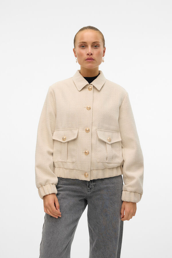 Vero Moda Jaqueta bomber com botões dourados  Cinzento