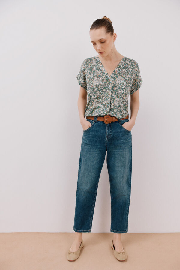 Cortefiel Top pico estampada Multicolor