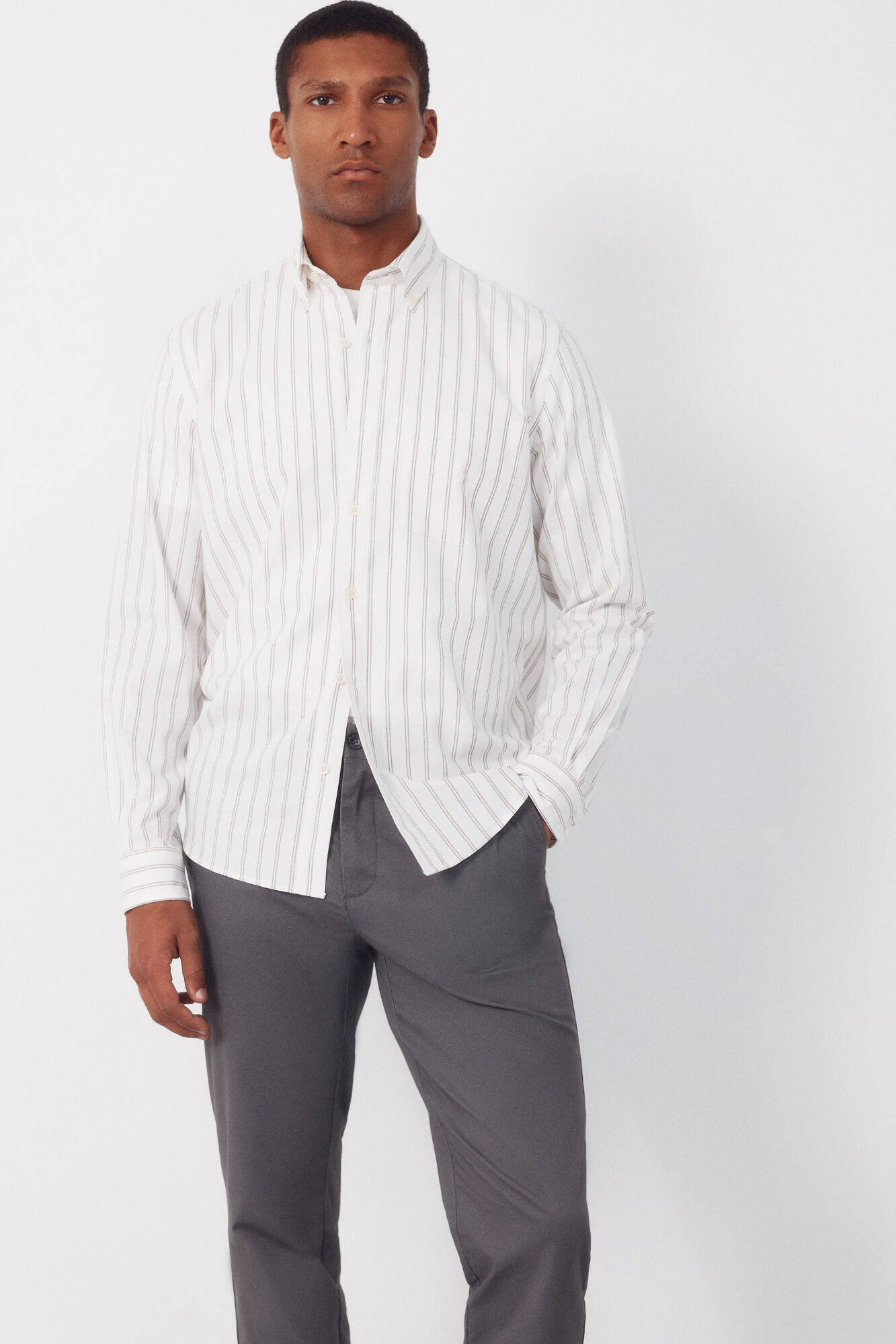 Cortefiel Camisa de riscas em oxford flam&ecirc;