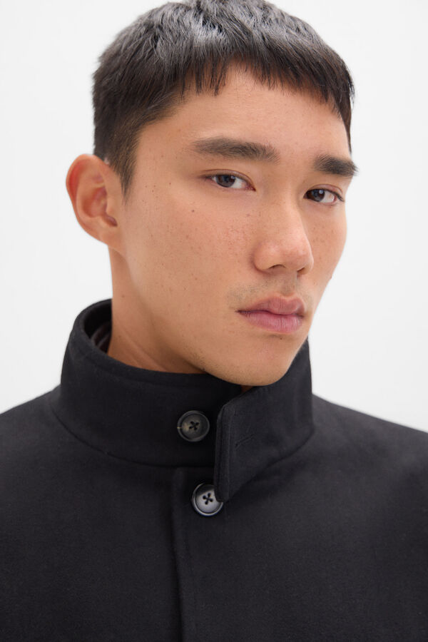 Cortefiel Abrigo cuello tira Negro