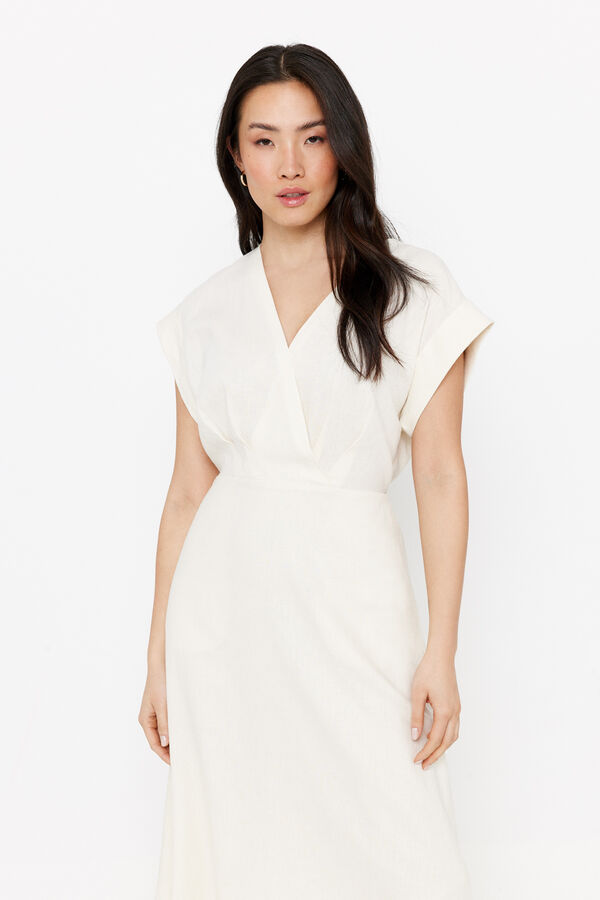 Cortefiel Vestido largo efecto r&uacute;stico Blanco