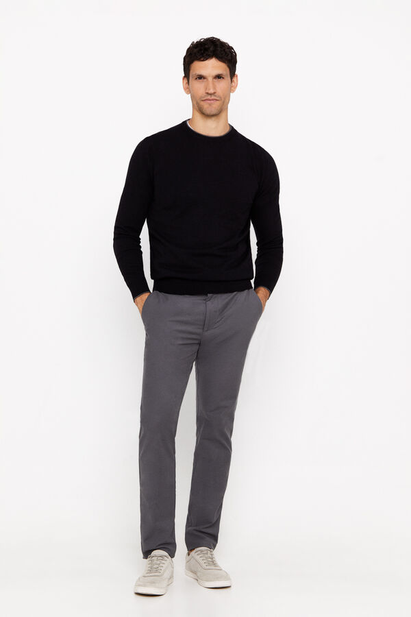 Cortefiel Camisola algod&atilde;o caxemira gola redonda Preto