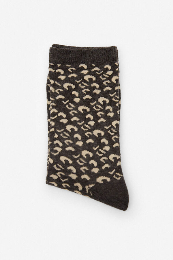 Cortefiel Calcetines largos Better Cotton leopardo Gris