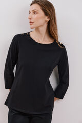 Cortefiel Camiseta b&aacute;sica escote barco Negro