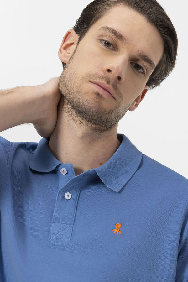 elPulpo Polo lavada com bordado contrastante Azul