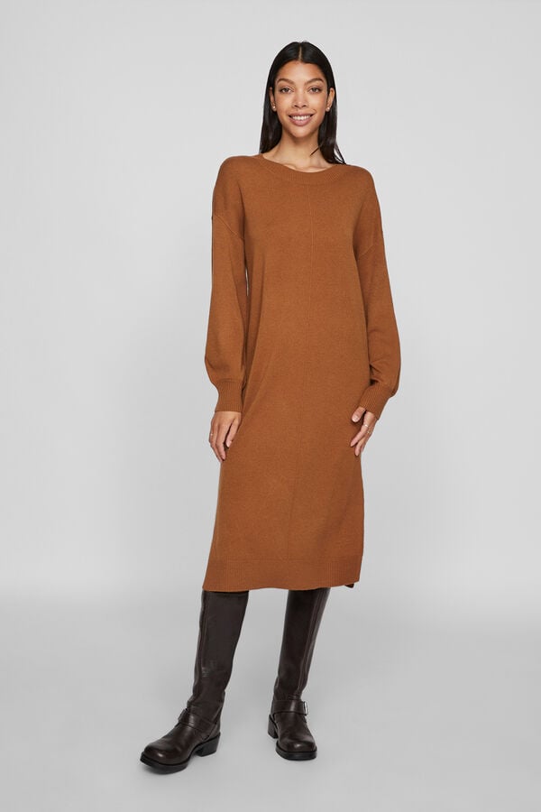 Vila Vestido midi de punto Marr&oacute;n