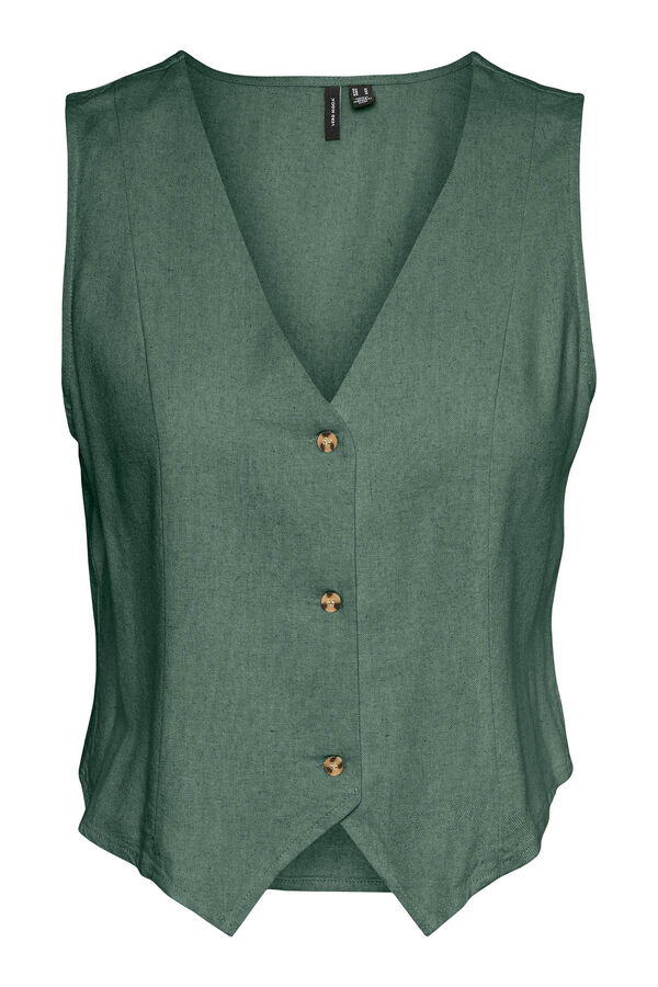 Vero Moda Chaleco de lino estampado de rayas Verde