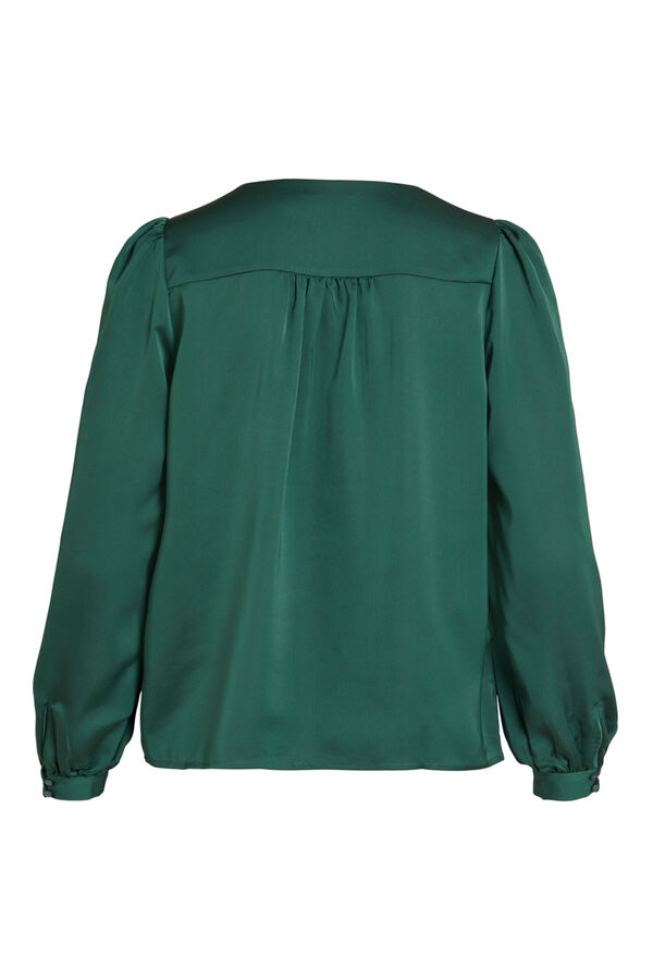 Cortefiel Blusa de mujer manga larga cuello pico Verde