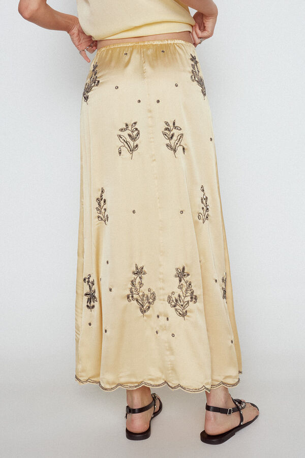 Slowlove Falda larga bordados joya Dorado