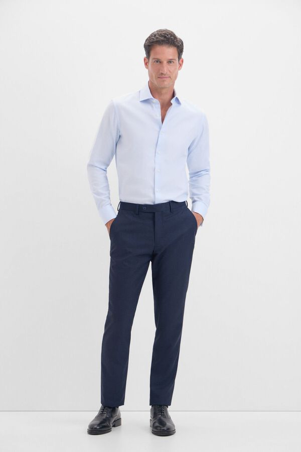 Cortefiel Camisa social com punho duplo Azul