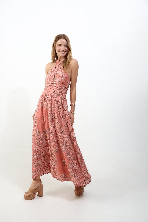 Slowlove Vestido estampado halter Multicolorido