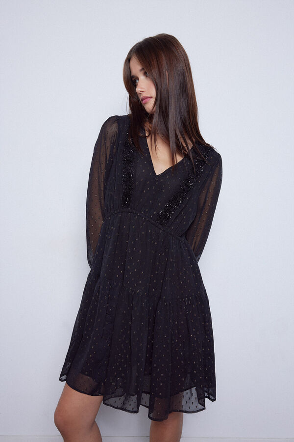 Slowlove Vestido corto negro Negro