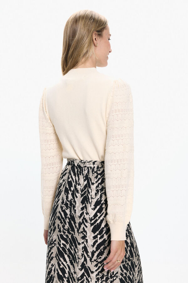 Vero Moda Jersey punto manga efecto encaje Beige