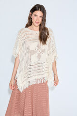 Slowlove Poncho de malha Ecru