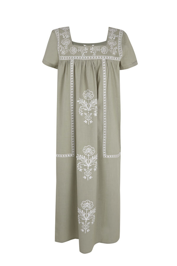 Cortefiel Vestido bordados florais Azul