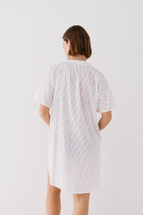 Cortefiel Caftan curto bordado Branco