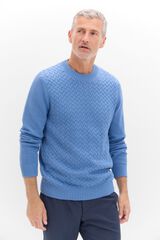 Cortefiel Jersey algod&oacute;n cables cuello redondo Azul