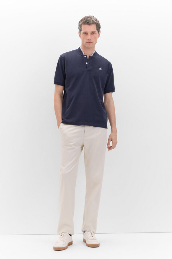 Cortefiel Polo cuello bomber Azul marino