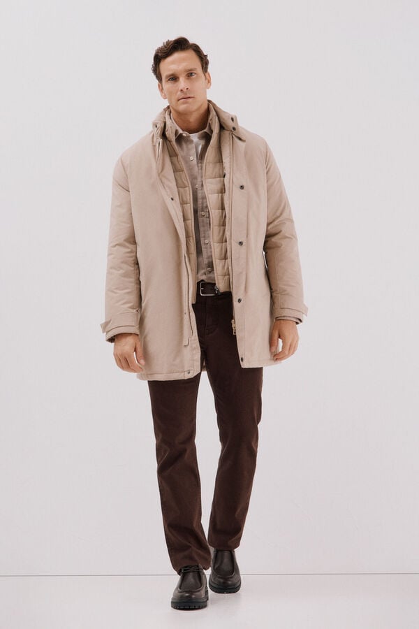 Cortefiel Parka t&eacute;cnica com vistas remov&iacute;veis Tostado